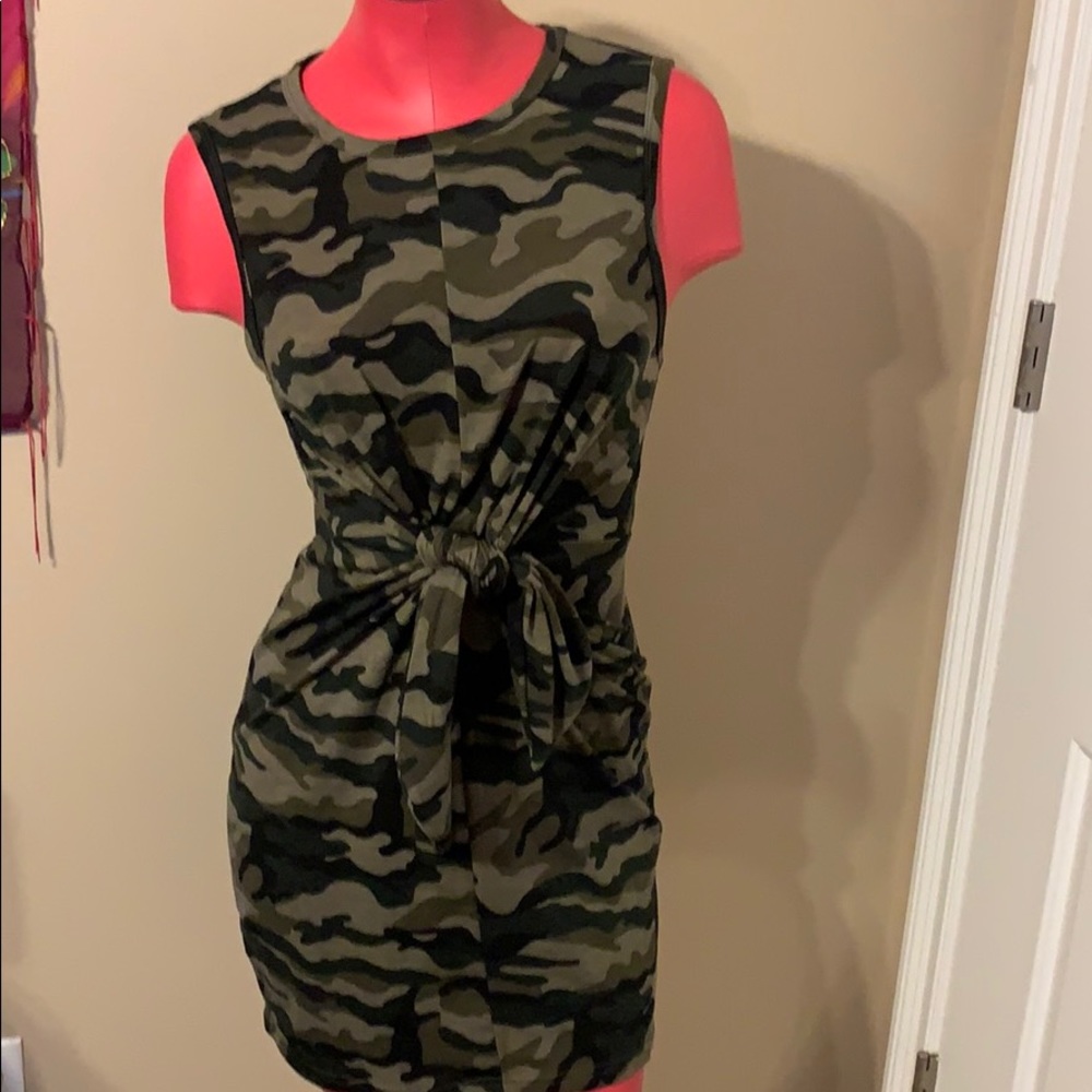 Camo Tie Front Dress